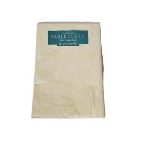 Home Trends Vinyl Flannel Back Tablecloth Yellow White 52" X 52" Square NEW